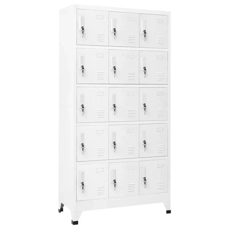 Armoire à casiers moderne 90 x 40 x 180 cm avec portes verrouillables bureau salle de classe en acier gris clair 02_0047032