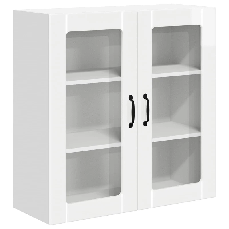Armoire de cuisine moderne 80 x 31 x 80 cm pratique avec rangement efficace style épuré en bois d'ingénierie blanc brillant 02_0054086