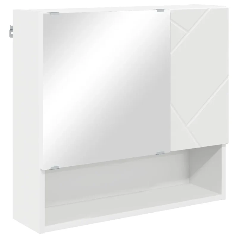 Armoire miroir rectangulaire avec rangement intérieur 59 x 17 x 55 cm chic minimaliste en bois blanc 02_0052867