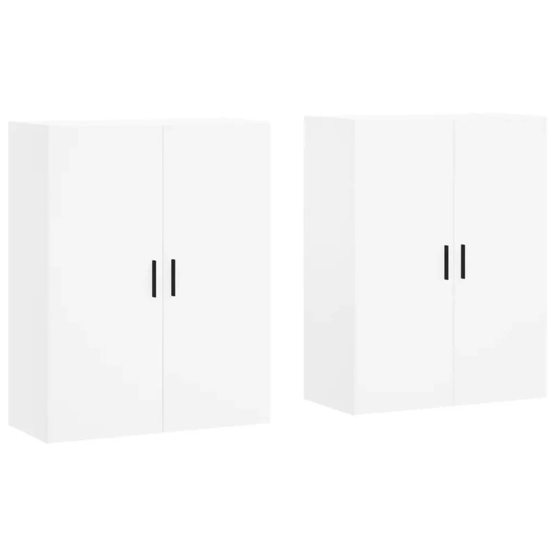 Lot de 2 armoires murales design pratique rangement 69,5 x 34 x 90 cm en bois d'ingénierie blanc 02_0055368
