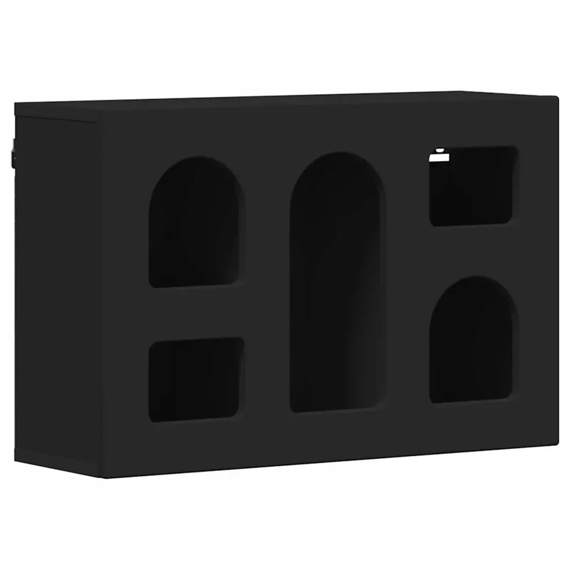 Armoire suspendue moderne 60 x 20 x 40 cm grand espace de stockage design épuré en bois d'ingénierie noir 02_0054801