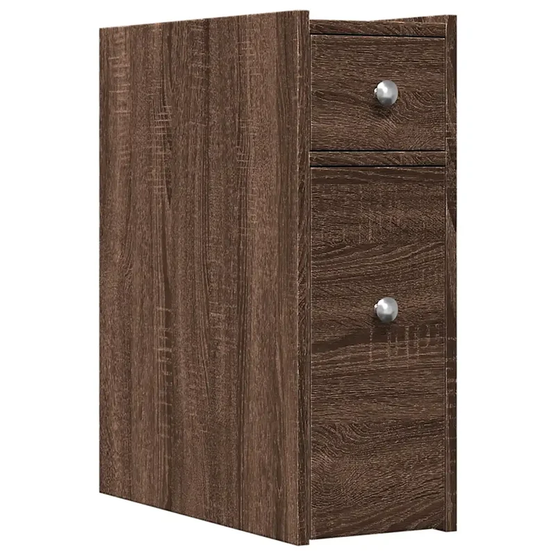 Armoire de salle de bain étroite classique 21,5 x 50 x 60 cm avec rangement facile style moderne en bois d'ingénierie chêne marron 02_0050661