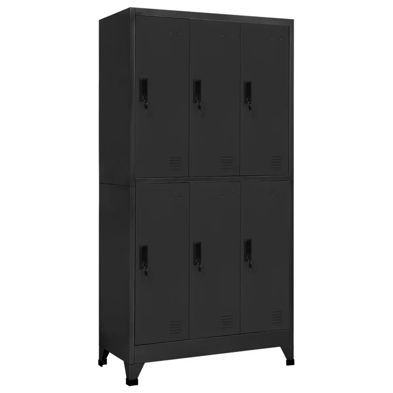 Armoire à casiers moderne salle de classe 90 x 45 x 180 cm avec portes verrouillables en acier anthracite 02_0047012