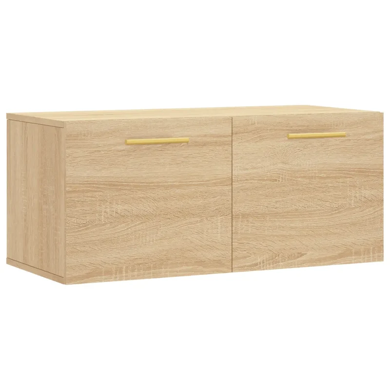 Armoire murale rangement décoratif moderne 80 x 36,5 x 35 cm en bois d'ingénierie chêne sonoma 02_0048857