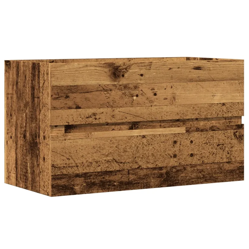 Armoire de salle de bain suspendue 80 x 38,5 x 45 cm grand espace de rangement moderne en bois d'ingénierie vieux bois 02_0050819