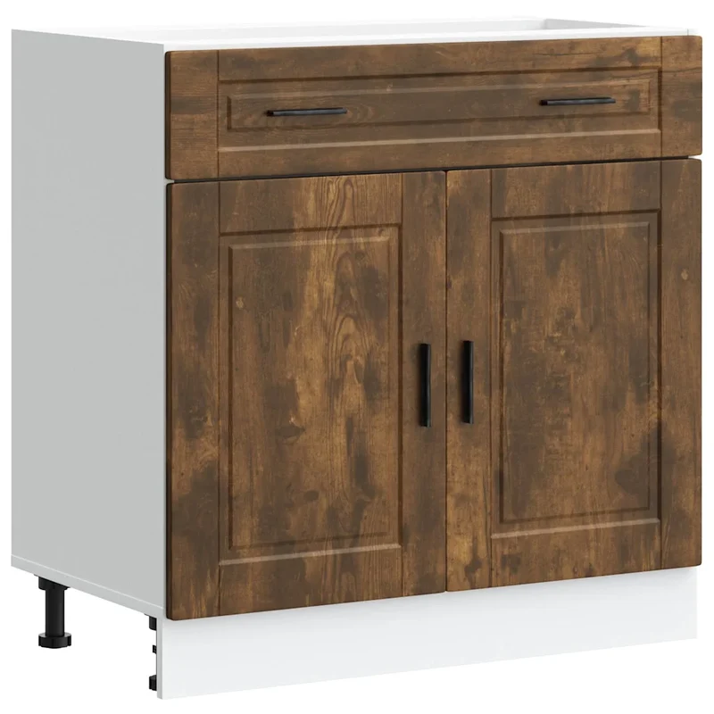 Armoire de cuisine optimisée rangement pratique 80 x 46 x 81,5 cm en bois d'ingénierie chêne fumé 02_0050287