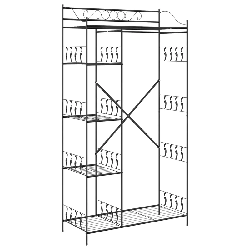 Armoire ouverte moderne avec étagères grand espace de rangement 100 x 43 x 188 cm en acier noir 02_0059384