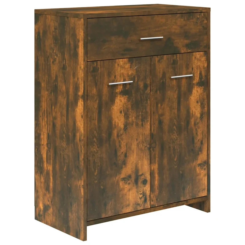 Armoire de bain classique chêne fumé 60 x 33 x 80 cm grand espace de rangement design élégant en bois d'ingénierie 02_0048240