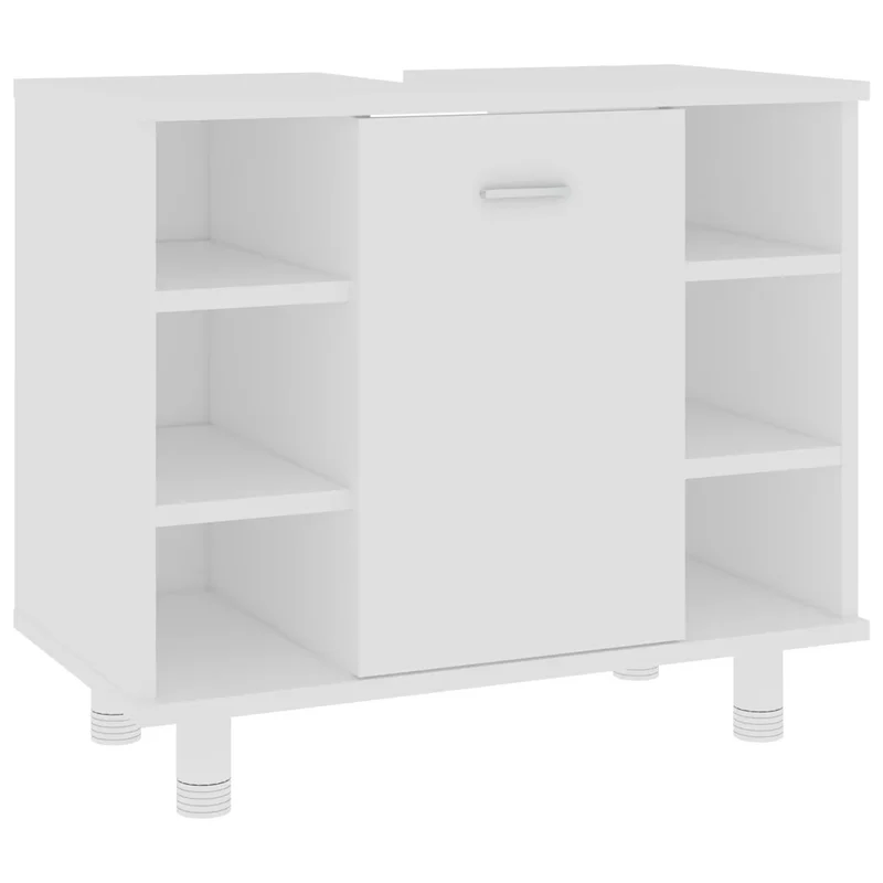 Armoire de salle de bain rangement chic 60 x 32 x 53,5 cm design épuré en bois d'ingénierie blanc 02_0047724