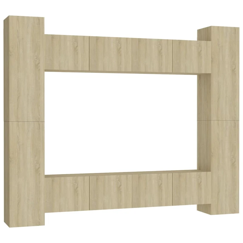 Ensemble de meubles armoire buffet TV télévision salon chambre séjour 8 pièces chêne sonoma bois d'ingénierie brun 02_0025301