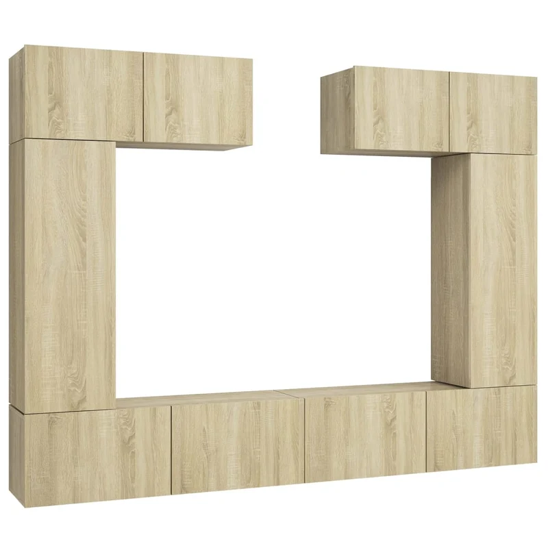 Ensemble de meubles armoire buffet TV télévision salon chambre séjour 6 pièces chêne sonoma bois d'ingénierie brun 02_0024326