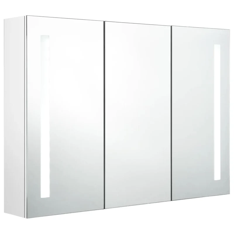 Armoire de salle de bain à miroir led 89 x 14 x 62cm blanc brillant 02_0006577