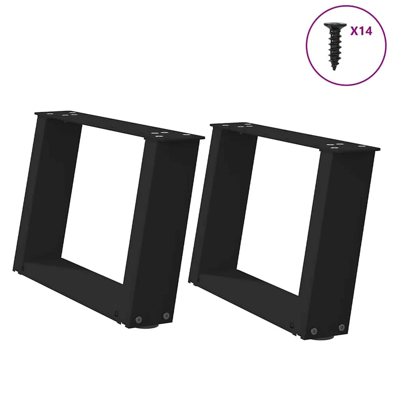 Lot de 2 pieds de table basse en U noirs acier 40 x 30 cm robustes et esthétiques style moderne 02_0057025