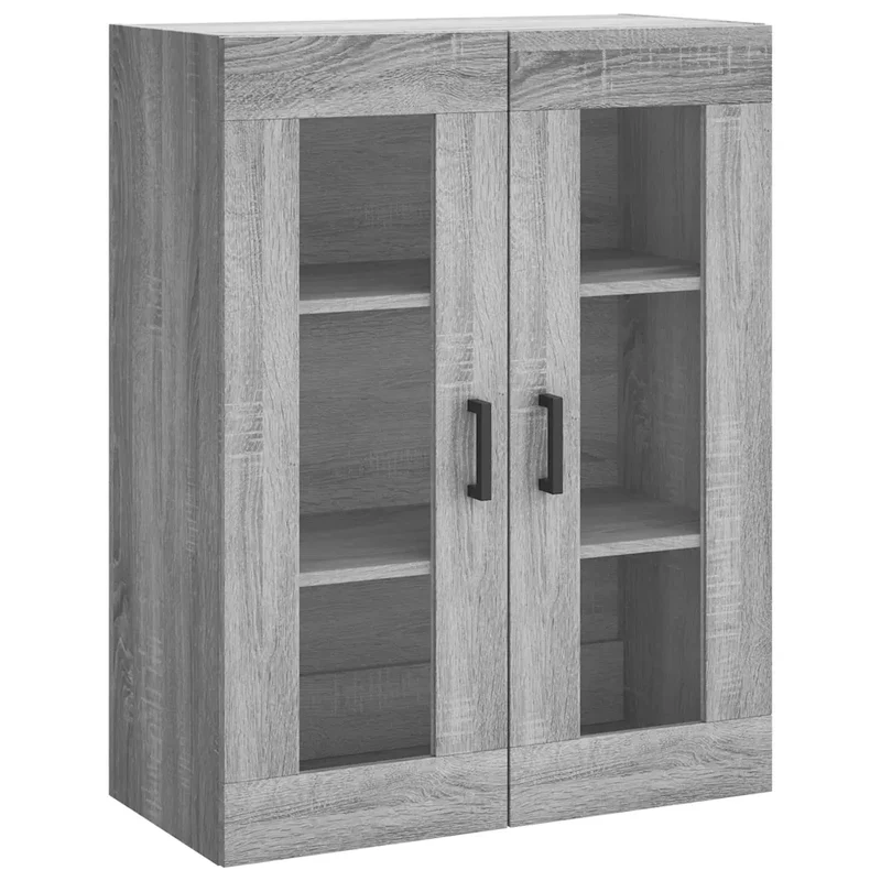 Armoire murale élégante avec porte vitrée 69,5 x 34 x 90 cm pour un rangement optimisé en bois gris 02_0048629