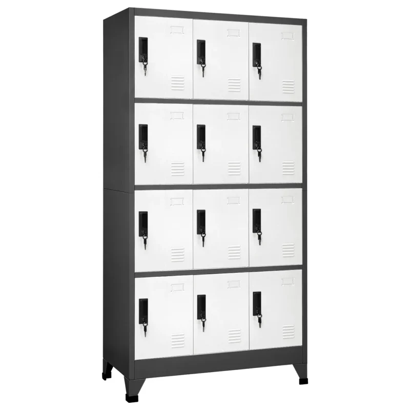 Armoire à casiers moderne bureau 90 x 45 x 180 cm espace de rangement sécurisé en acier anthracite 02_0047027