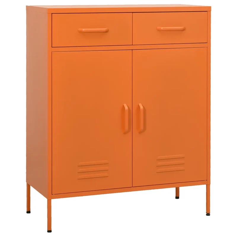 Armoire de rangement orange 80 x 35 x 101,5 cm avec tiroirs extensibles design moderne en acier orange 02_0046847