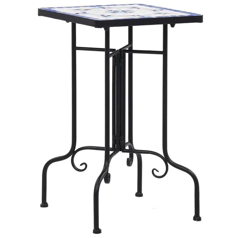 Table de bistro mosaïque extérieure 35 x 35 x 56 cm finition élégante durable en céramique bleu 02_0045925