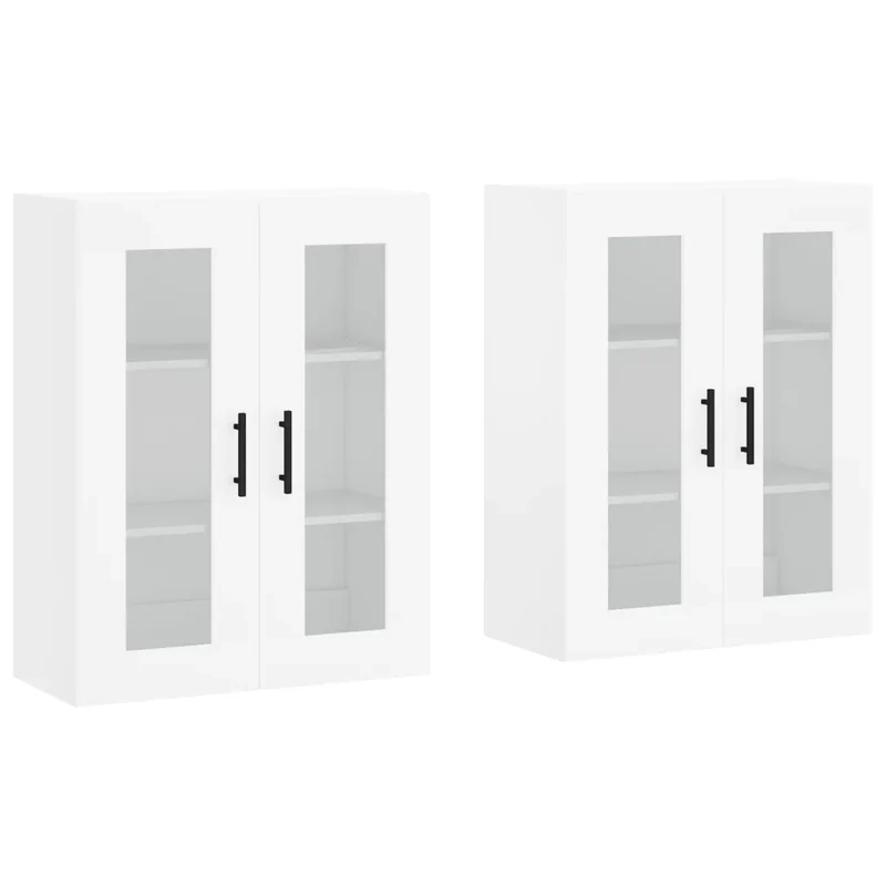 Lot de 2 armoires murales élégantes rangement polyvalent 69,5 x 34 x 90 cm en bois d'ingénierie blanc 02_0055445