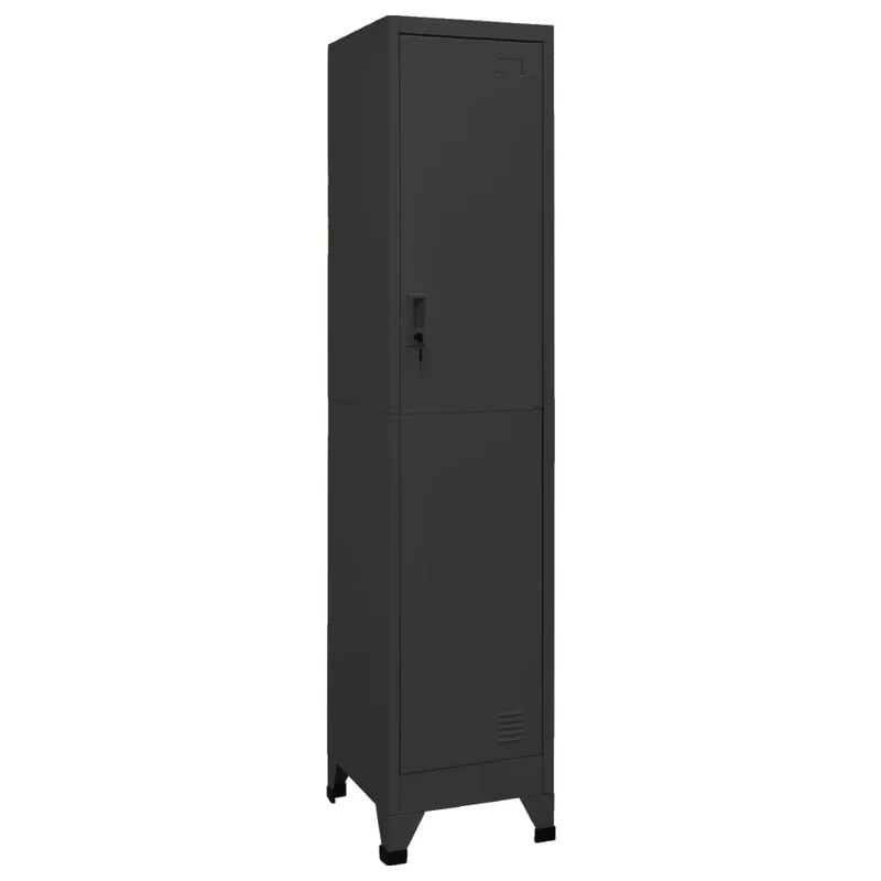 Armoire à casiers moderne design bureau 38 x 45 x 180 cm rangement sécurisé en acier anthracite 02_0046992