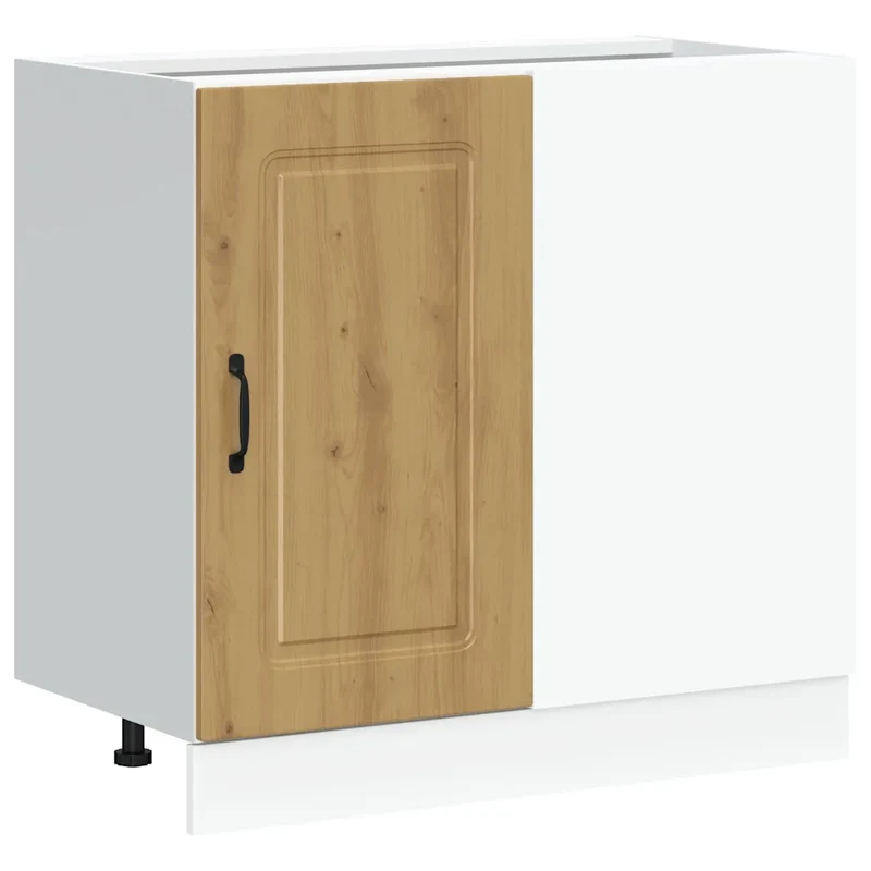 Armoire de cuisine optimisée rangement bois d'ingénierie 86 x 46 x 81,5 cm en bois chêne artisanal 02_0050521