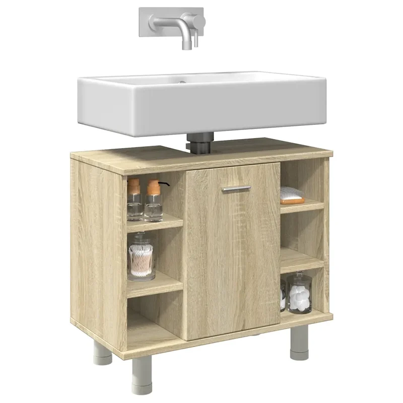 Armoire de salle de bain design peu encombrant rangement 60 x 32 x 53 cm en bois d'ingénierie chêne sonoma 02_0050775