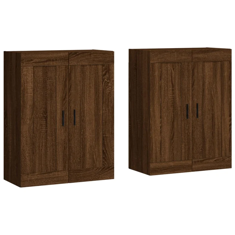 Lot de 2 armoires murales modernes 69,5 x 34 x 90 cm rangement pratique style élégant en bois d'ingénierie marron 02_0055490