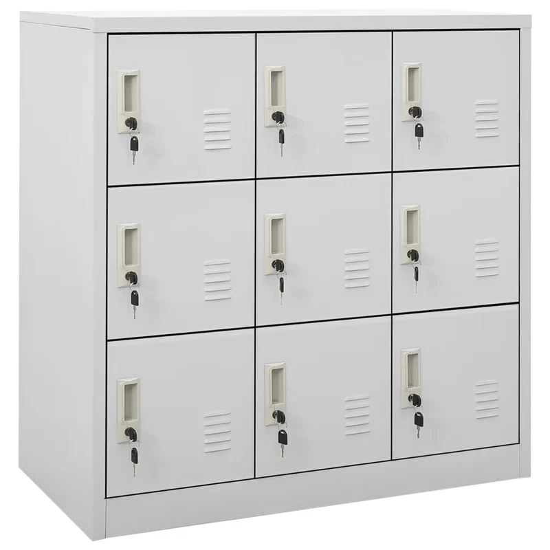 Armoire à casiers moderne rangement bureau 90 x 45 x 92,5 cm avec serrures en acier gris clair 02_0046927