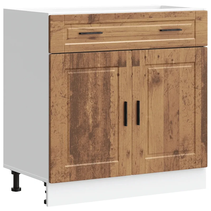 Armoire de cuisine Porto avec portes pratiques 80 x 46 x 81,5 cm style moderne rangement en bois d'ingénierie vieux bois 02_0050290