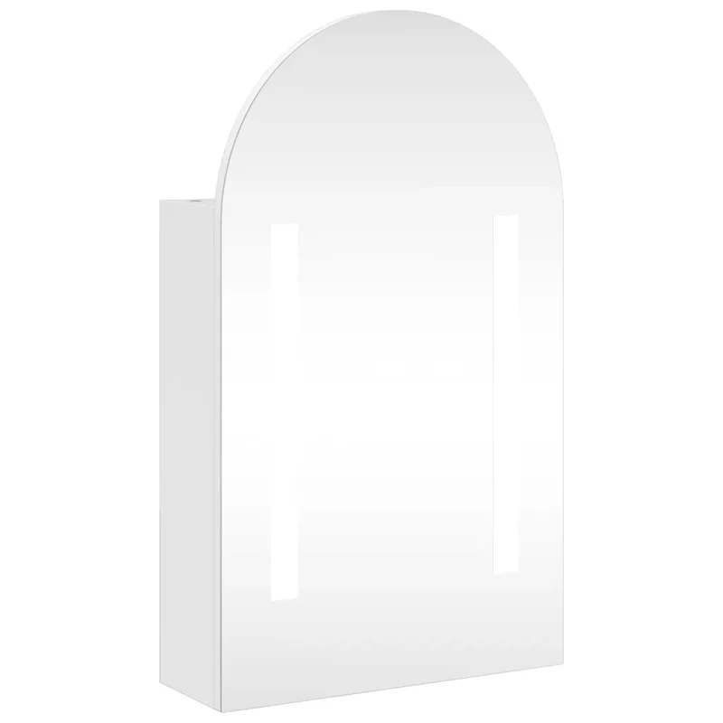 Armoire de salle de bain à miroir LED design épuré 42 x 13 x 70 cm avec étagères réglables en bois blanc 02_0047273