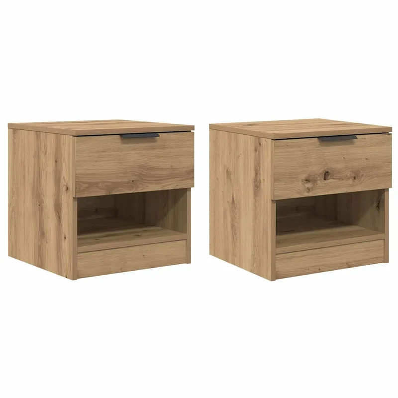 Armoire de lit moderne avec tiroir rangement 40 x 39 x 40 cm style rustique en bois d'ingénierie chêne artisanal 02_0052670