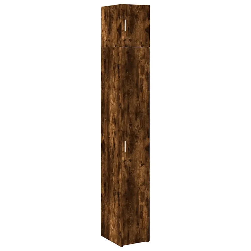 Armoire de rangement mince compacte 30 x 42,5 x 225 cm espace optimisé style contemporain en bois d'ingénierie chêne fumé 02_0055550