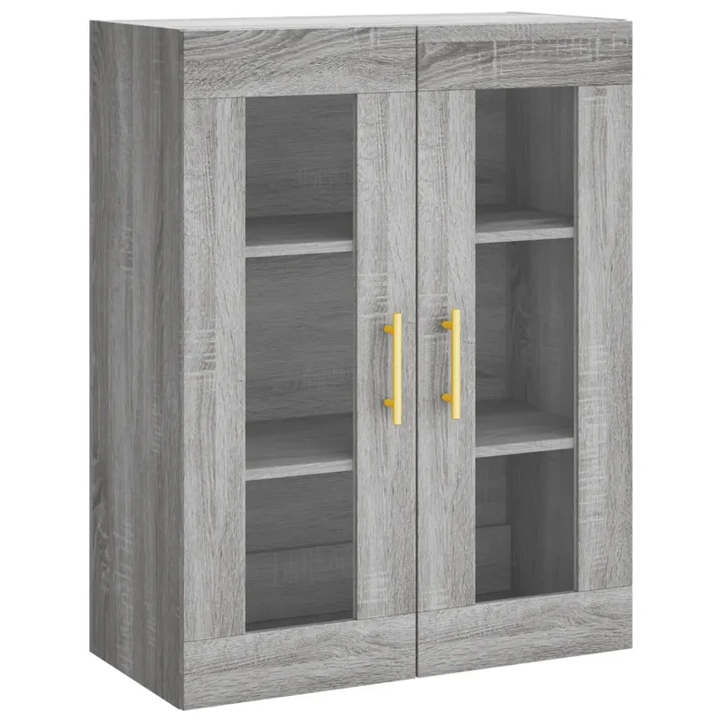 Armoire murale design pratique rangement 69,5 x 34 x 90 cm en bois d'ingénierie gris 02_0048622