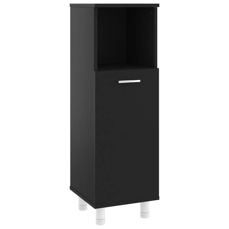 Armoire de salle de bain élégante avec rangement 30 x 30 x 95 cm en aggloméré noir 02_0047720