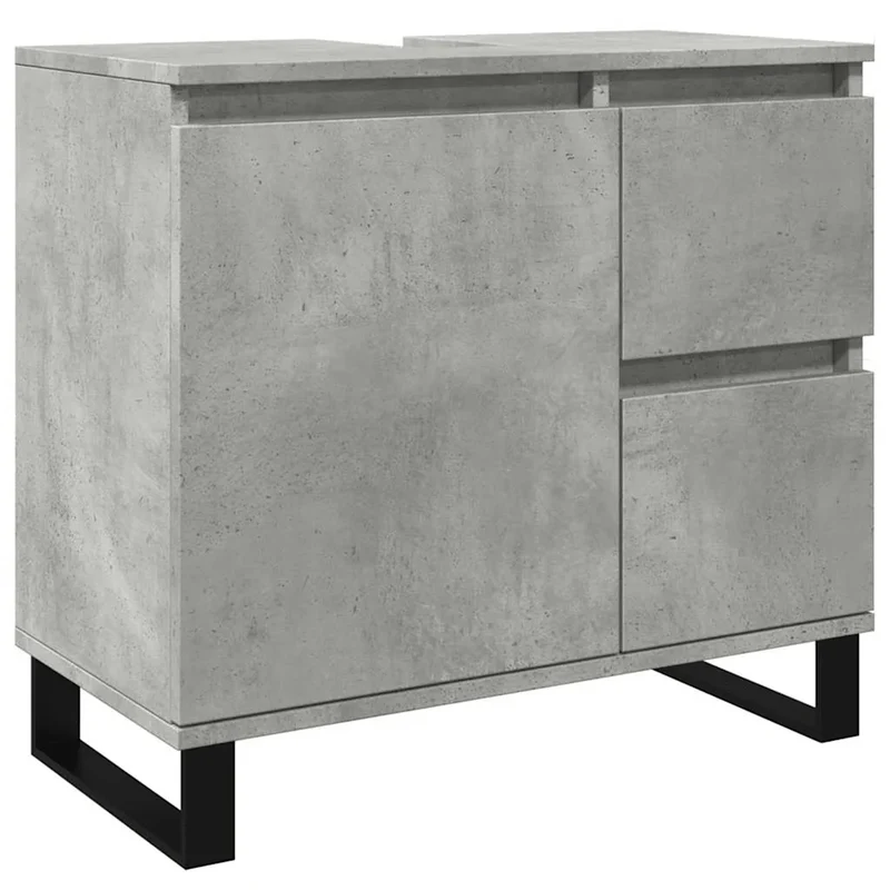 Armoire de lavabo design industriel peu encombrant salle de bain 65 x 33 x 60 cm en bois gris béton 02_0051108