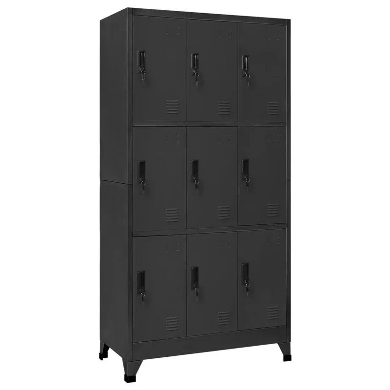 Armoire à casiers moderne 90 x 45 x 180 cm rangement sécurisé avec portes verrouillables en acier anthracite 02_0047019