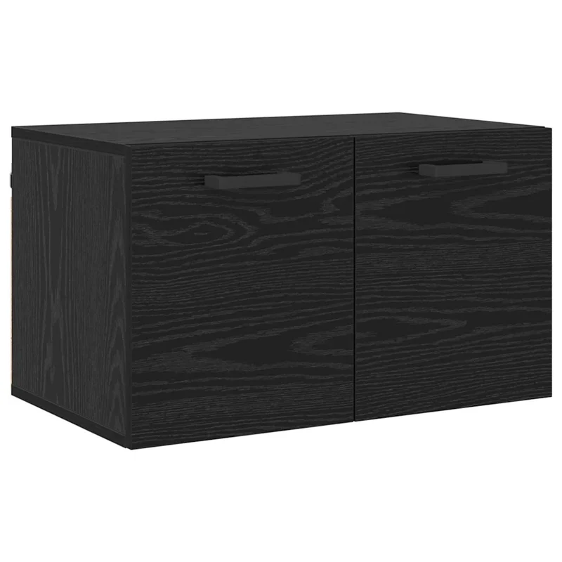 Armoire murale moderne avec 2 étagères 60 x 36,5 x 35 cm design épuré salle de bain en bois d'ingénierie chêne noir 02_0052496