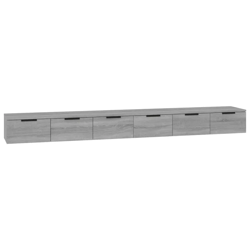 Lot de 2 armoires murales rangement pratique meuble TV 102 x 30 x 20 cm en bois d'ingénierie gris 02_0055234