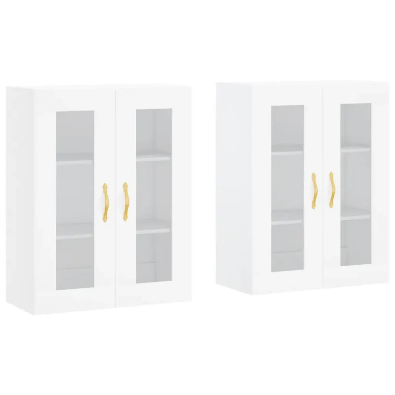 Lot de 2 armoires murales pratiques et décoratives grand espace de rangement 69,5 x 34 x 90 cm en bois blanc 02_0055415