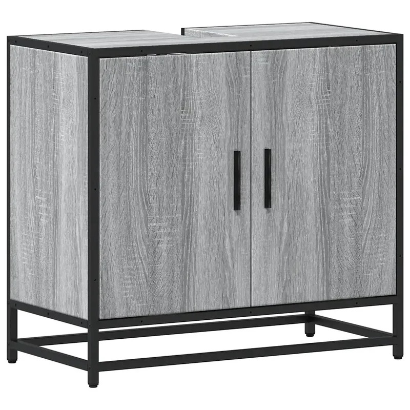 Armoire de lavabo rétro élégante salle de bain 65 x 33 x 60 cm avec espace de rangement style industriel en bois sonoma gris 02_0049657