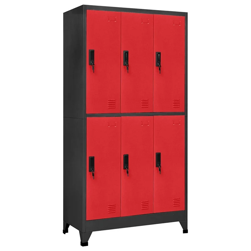 Armoire à casiers moderne 90 x 45 x 180 cm rangement sécurisé design pour bureau en acier anthracite 02_0047014