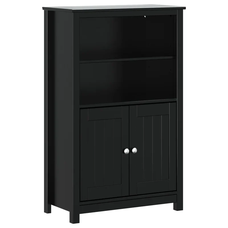 Armoire de salle de bain moderne avec 4 étagères 69,5 x 34 x 110 cm en pin massif noir 02_0047340
