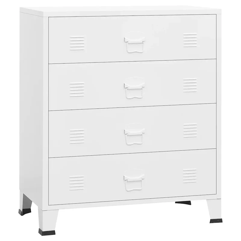 Armoire à tiroirs industrielle moderne 78 x 40 x 93 cm robuste finition mate en métal blanc 02_0046988