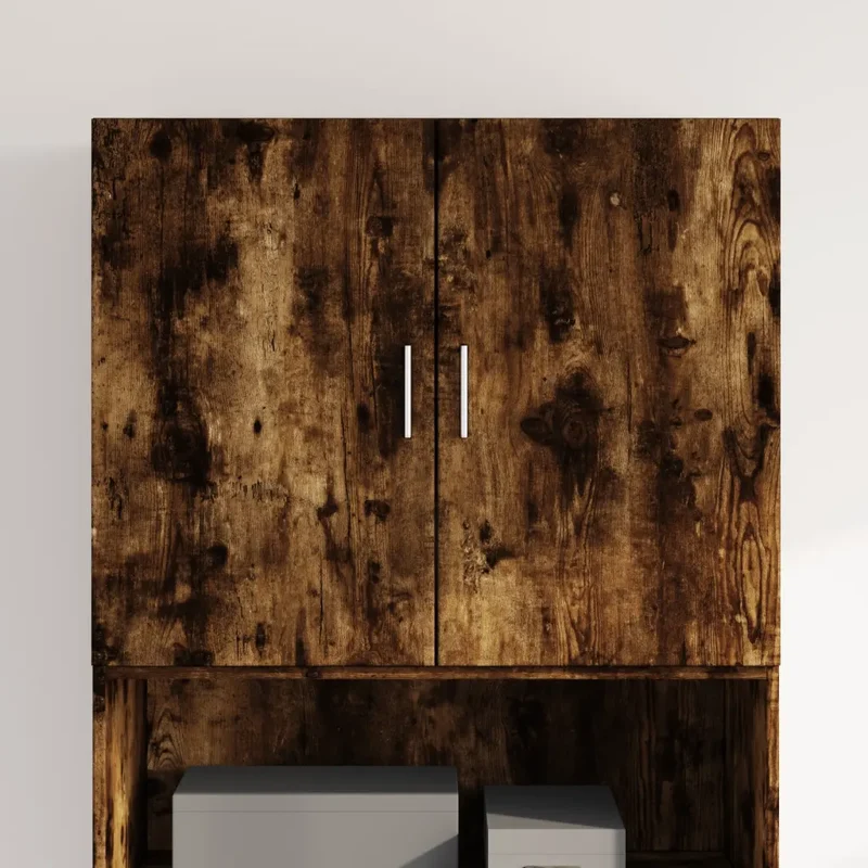 Armoire murale rangement gain de place 80 x 42,5 x 64 cm design moderne en bois d'ingénierie chêne fumé 02_0049503