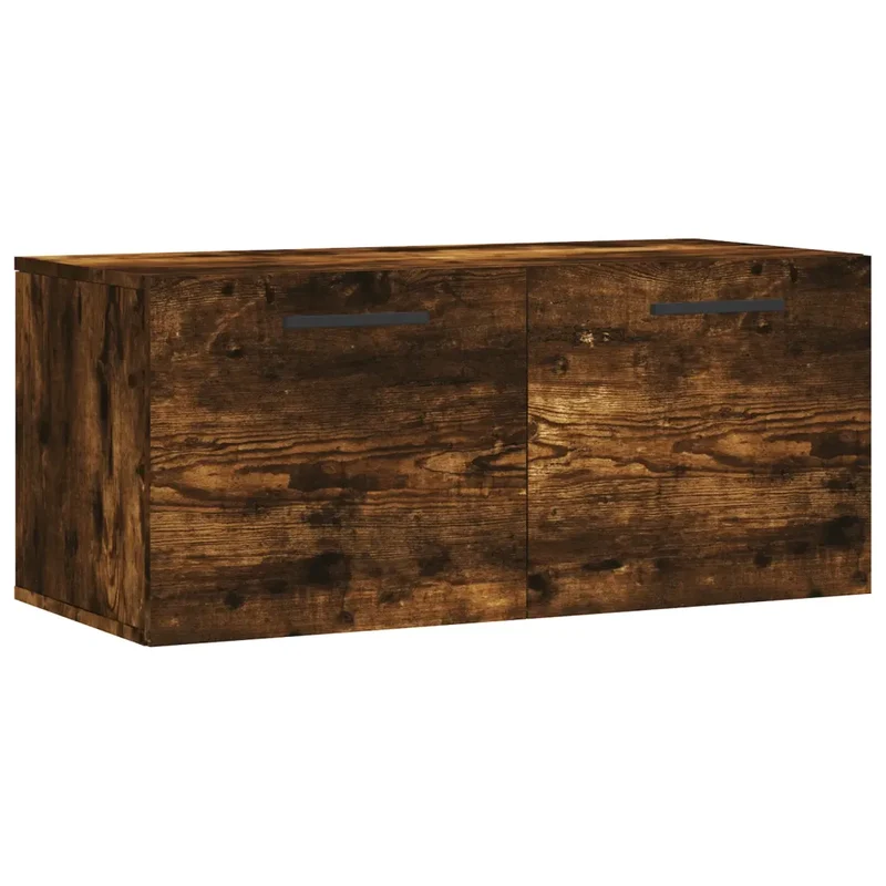 Armoire murale décorative pratique rangement 80 x 36 x 35 cm en bois d'ingénierie chêne fumé 02_0048872