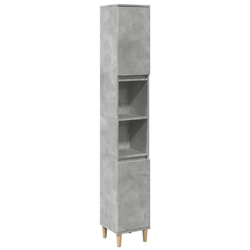 Armoire de salle de bain moderne avec espace de rangement 30 x 30 x 190 cm en bois d'ingénierie gris béton 02_0051029