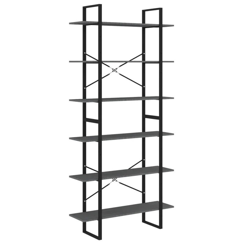 Armoire haute design industrielle pour rangement 100 x 30 x 210 cm en bois de pin gris 02_0047884