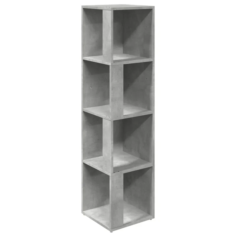 Armoire d'angle moderne rangement 33 x 33 x 132 cm finition élégante en bois d’ingénierie gris béton 02_0047975
