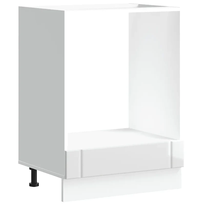 Armoire de four Lucca blanche brillante avec pieds réglables 60 x 46 x 81,5 cm style classique en bois d'ingénierie blanc 02_0050114