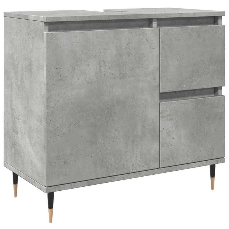Armoire de salle de bain industrielle rangement fonctionnel 65 x 33 x 60 cm en bois d'ingénierie gris béton 02_0051102