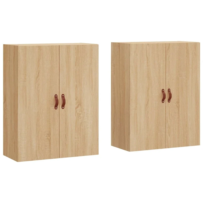 Lot de 2 armoires murales design pratique 69,5 x 34 x 90 cm espace de rangement élégant en bois d'ingénierie chêne sonoma 02_0055344